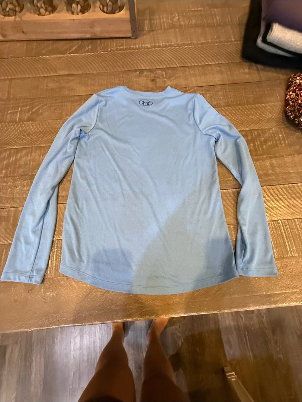 Under Armour Light Blue Long-Sleeve Performance Tee with Sleeve Logo